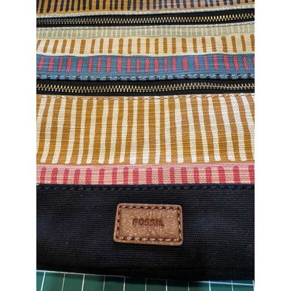 Fossil Striped Crossbody Bag With Multi-Zipper Compartments & Adjustable Strap - Picture 2 of 4
